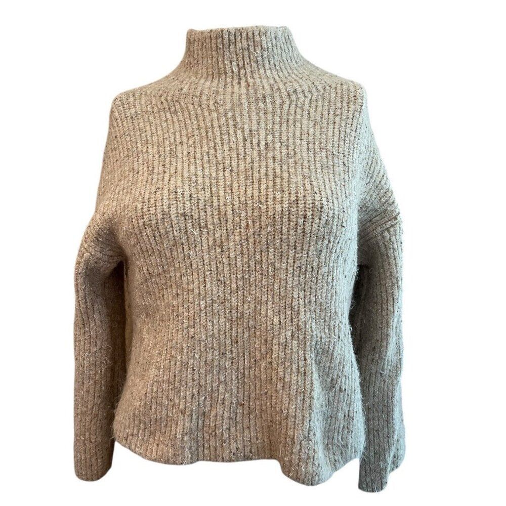 Roam Ladies Medium Mock Neck Sweater Neutral Beige Cannes Merle Pullover